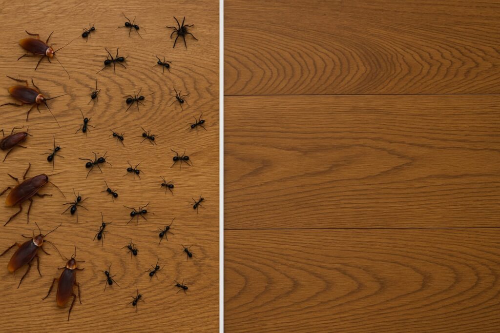 "قبل وبعد مكافحة الحشرات في شركة مكافحة حشرات في الخبيصي"