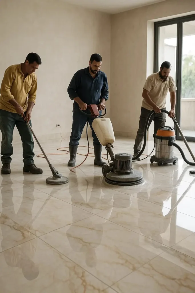 "فريق مدرب من شركة الوادي المضي ل جلي وتلميع الرخام"